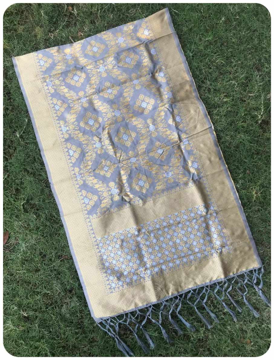 Golden Silver Thread Silk Dupatta Leading Supplier Golden Silver Thread Silk Dupatta Leading Supplier